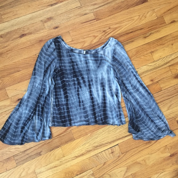 Free People Tops - Free People Tie Dye Gray Bell Sleeve Top